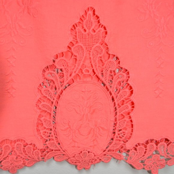 Cynthia Rowley Lace Trimmed Embroidered Cotton Blouse - Size M - Picture 2 of 4